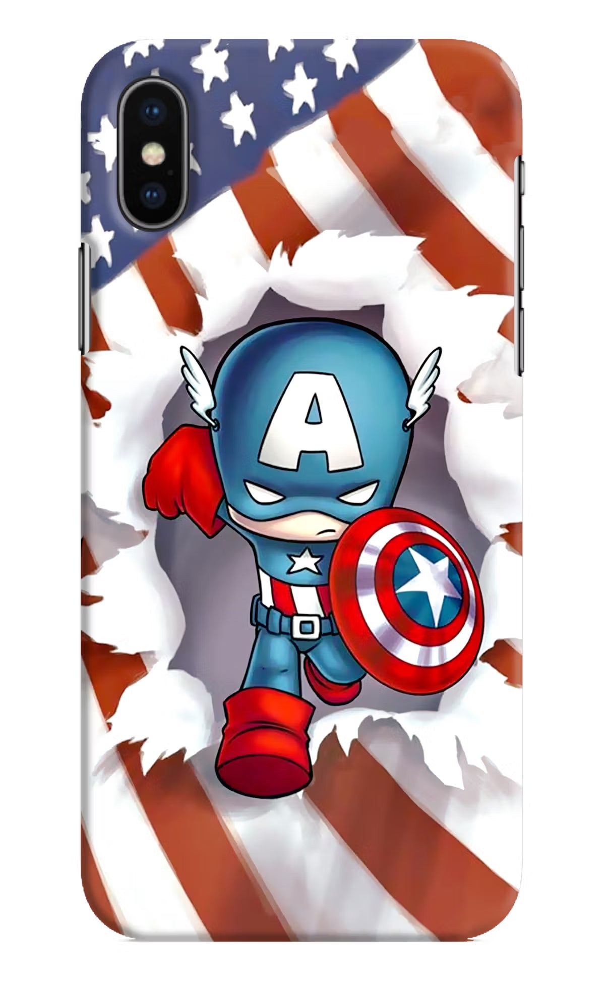 Captain America iPhone XS Hard Case Back Cover by Casekaro