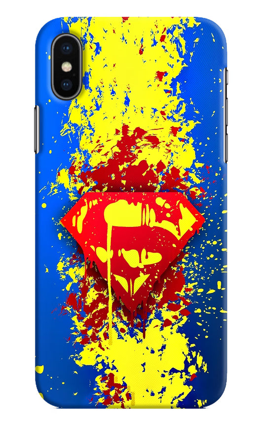 Superman logo iPhone XS Hard Case Back Cover by Casekaro