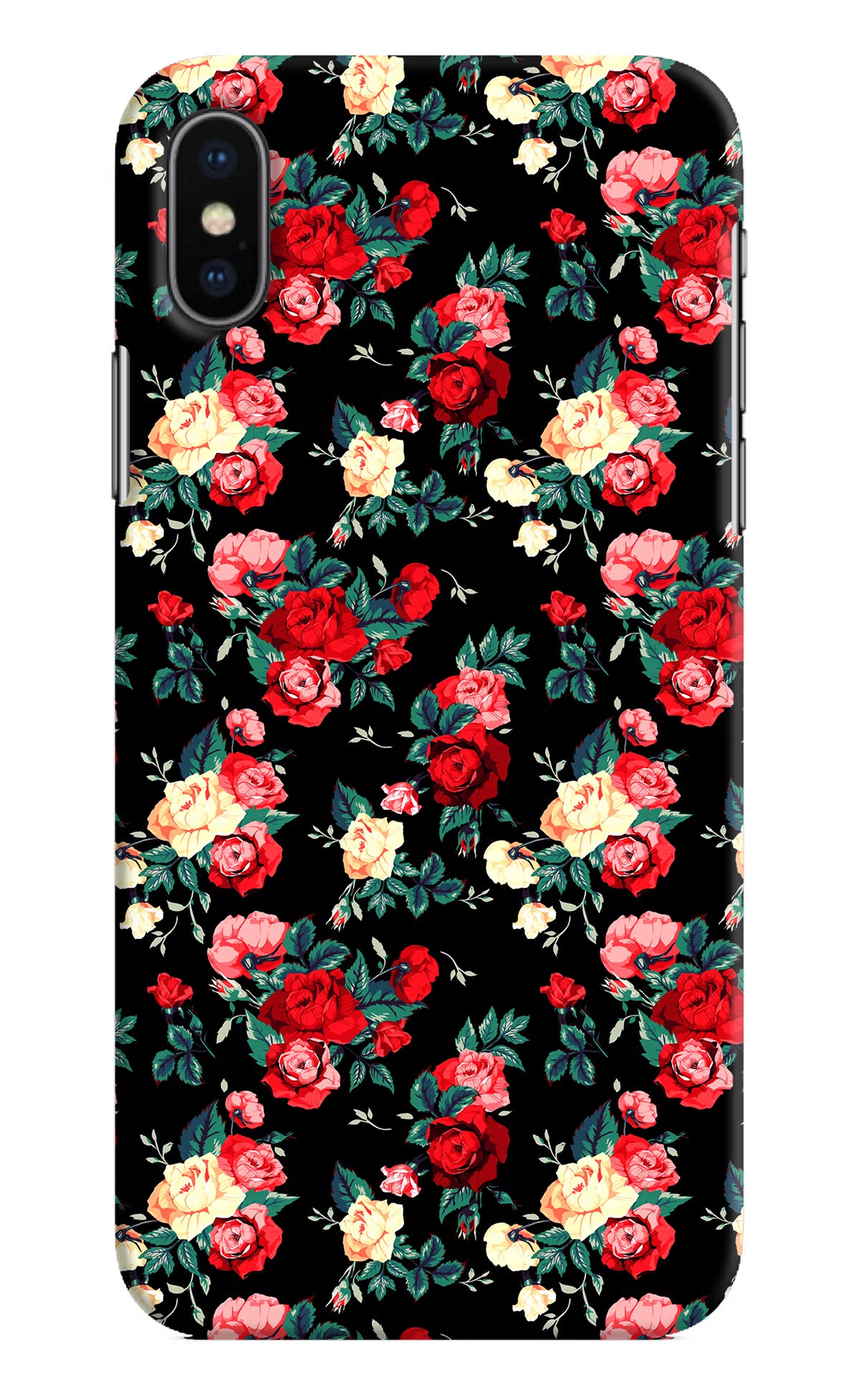 Rose Pattern iPhone XS Hard Case Back Cover by Casekaro