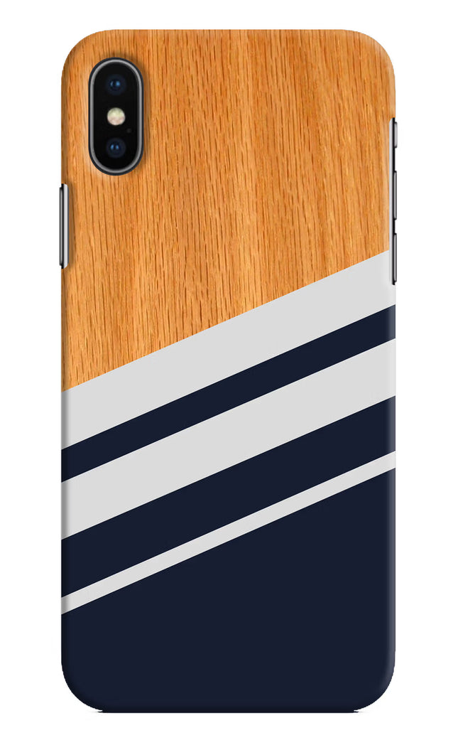 Blue and white wooden iPhone XS Hard Case Back Cover by Casekaro