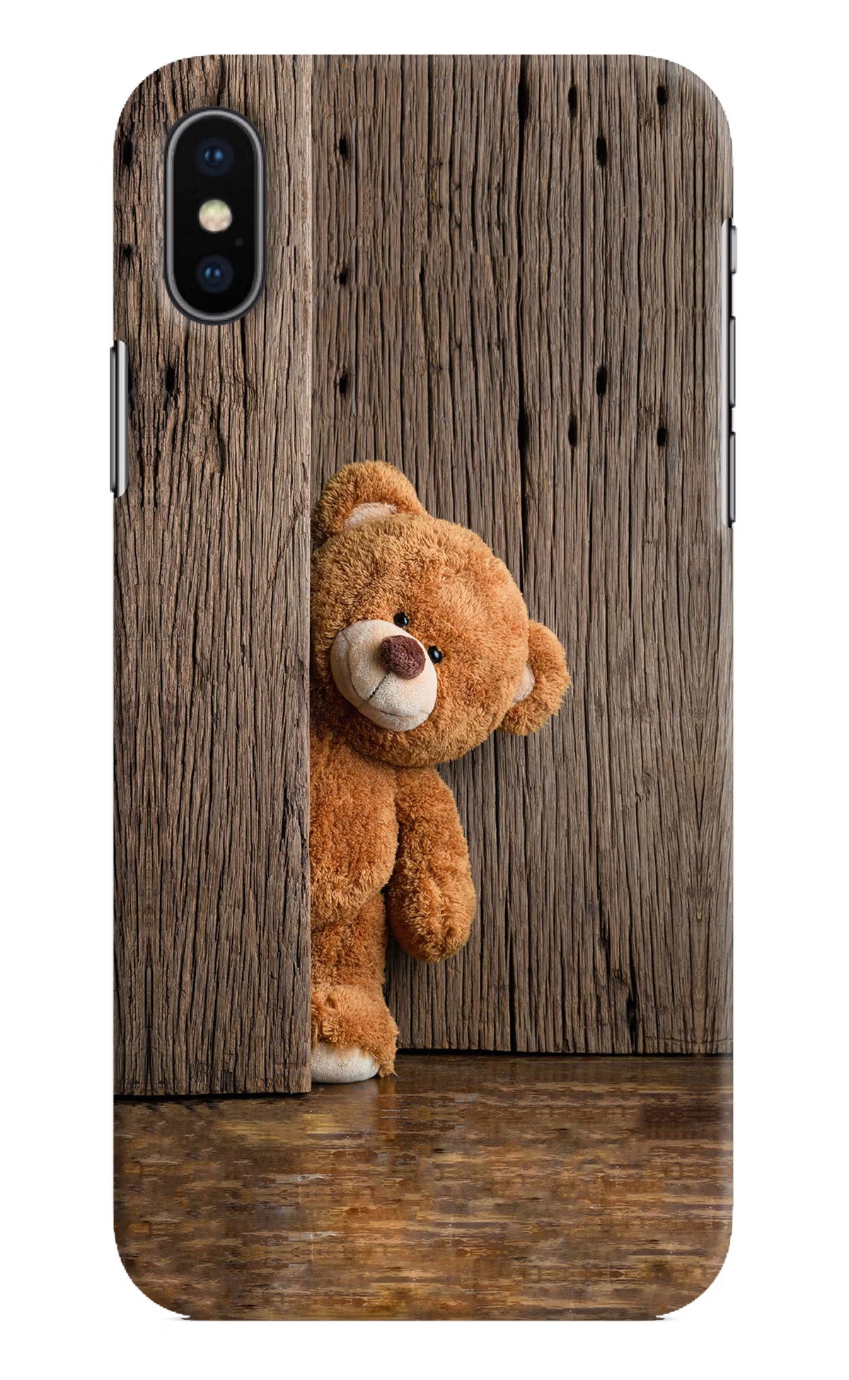 Teddy Wooden iPhone XS Hard Case Back Cover by Casekaro