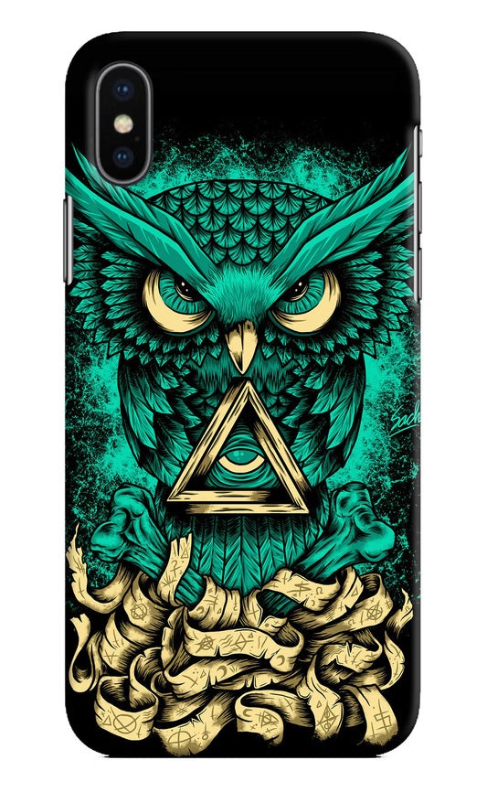 Green Owl iPhone XS Hard Case Back Cover by Casekaro