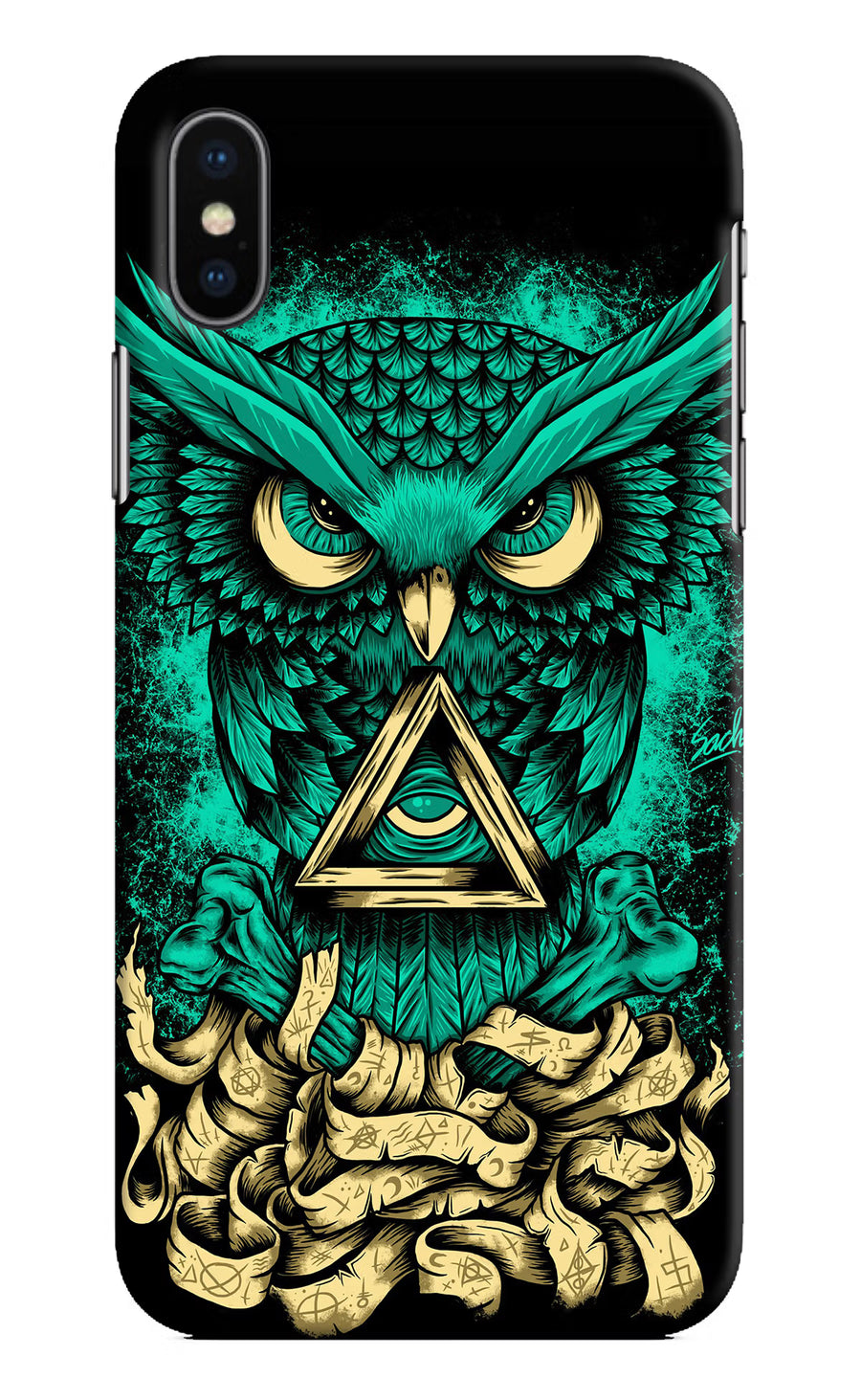 Green Owl iPhone XS Back Cover, Hard case