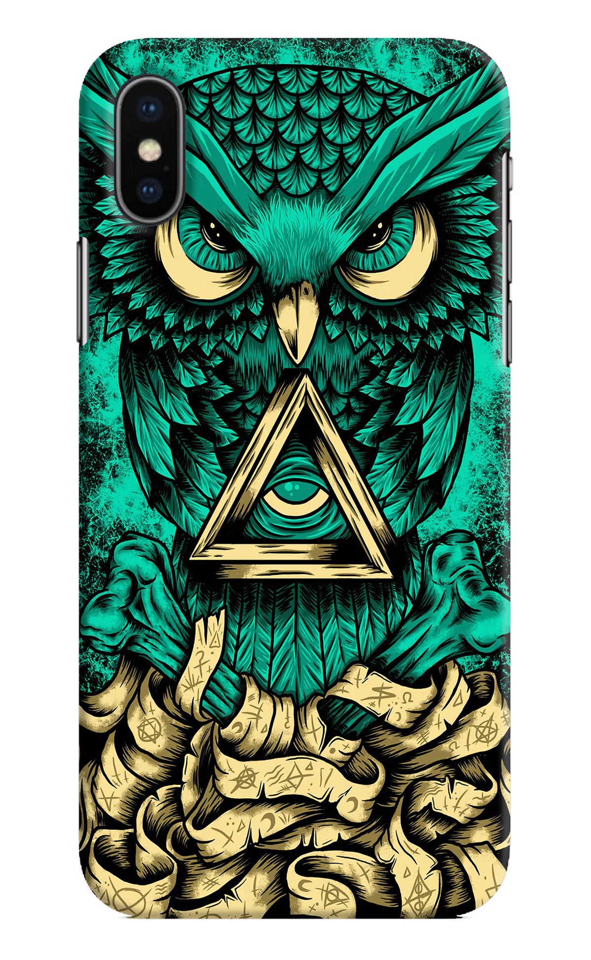 Green Owl iPhone XS Hard Case Back Cover by Casekaro