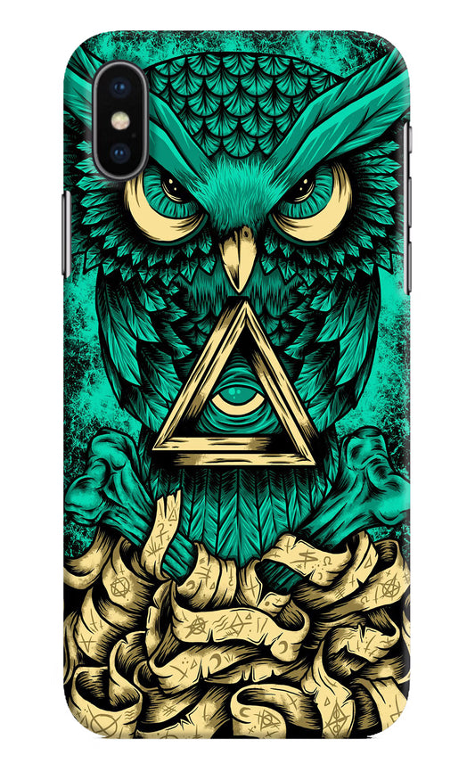 Green Owl iPhone XS Hard Case Back Cover by Casekaro