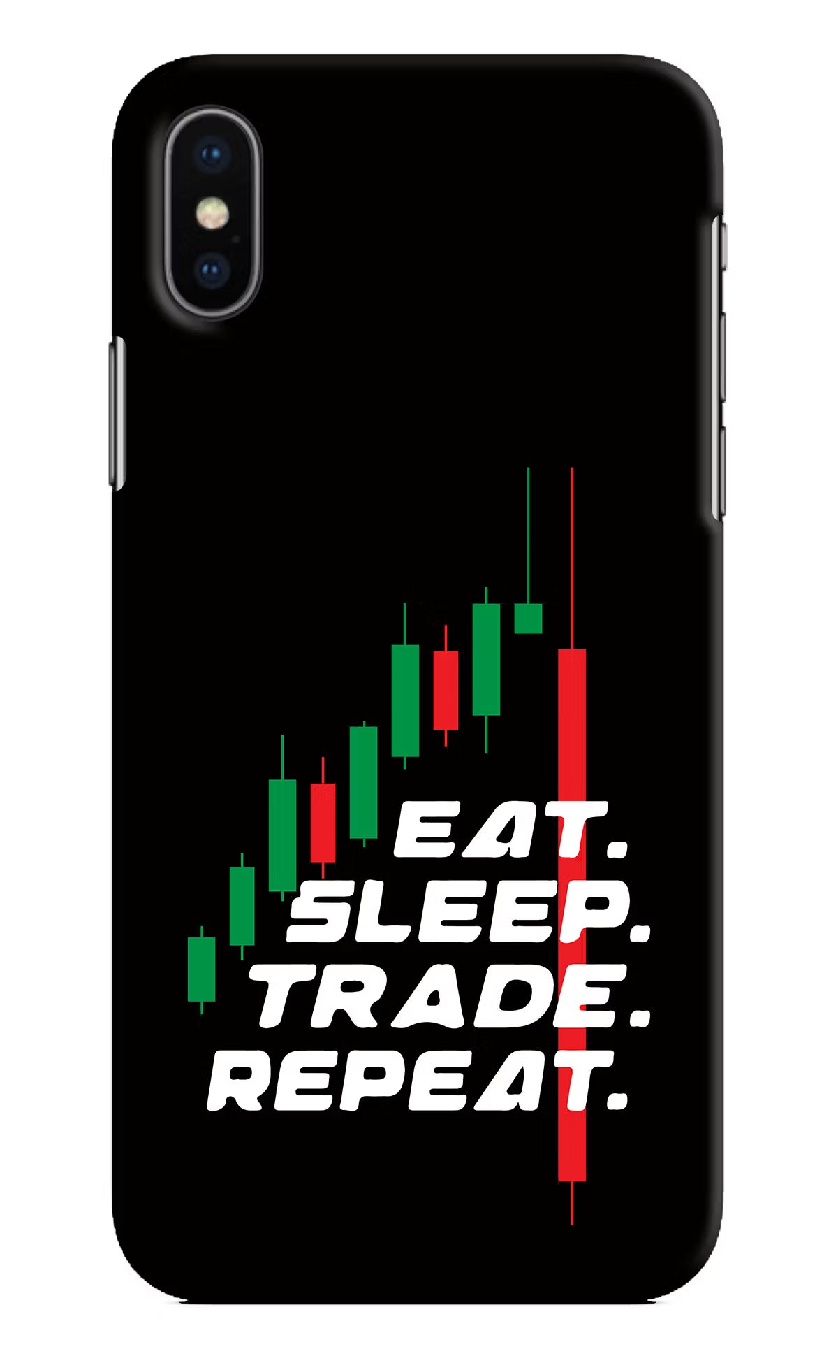 Eat Sleep Trade Repeat iPhone XS Hard Case Back Cover by Casekaro