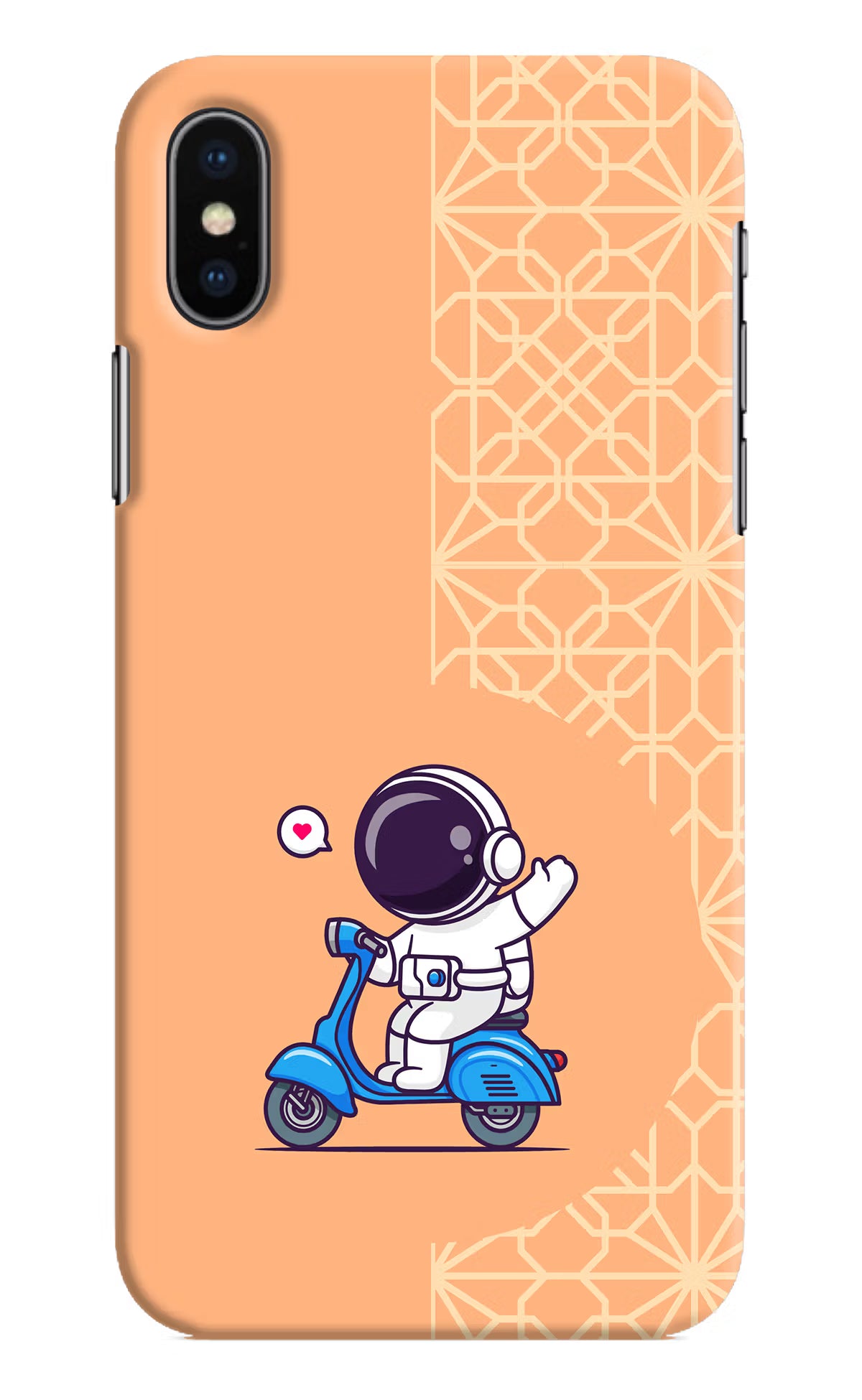 Cute Astronaut Riding iPhone XS Hard Case Back Cover by Casekaro