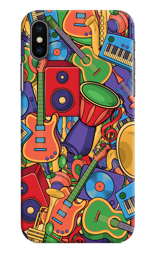 Music Instrument Doodle iPhone XS Hard Case Back Cover by Casekaro