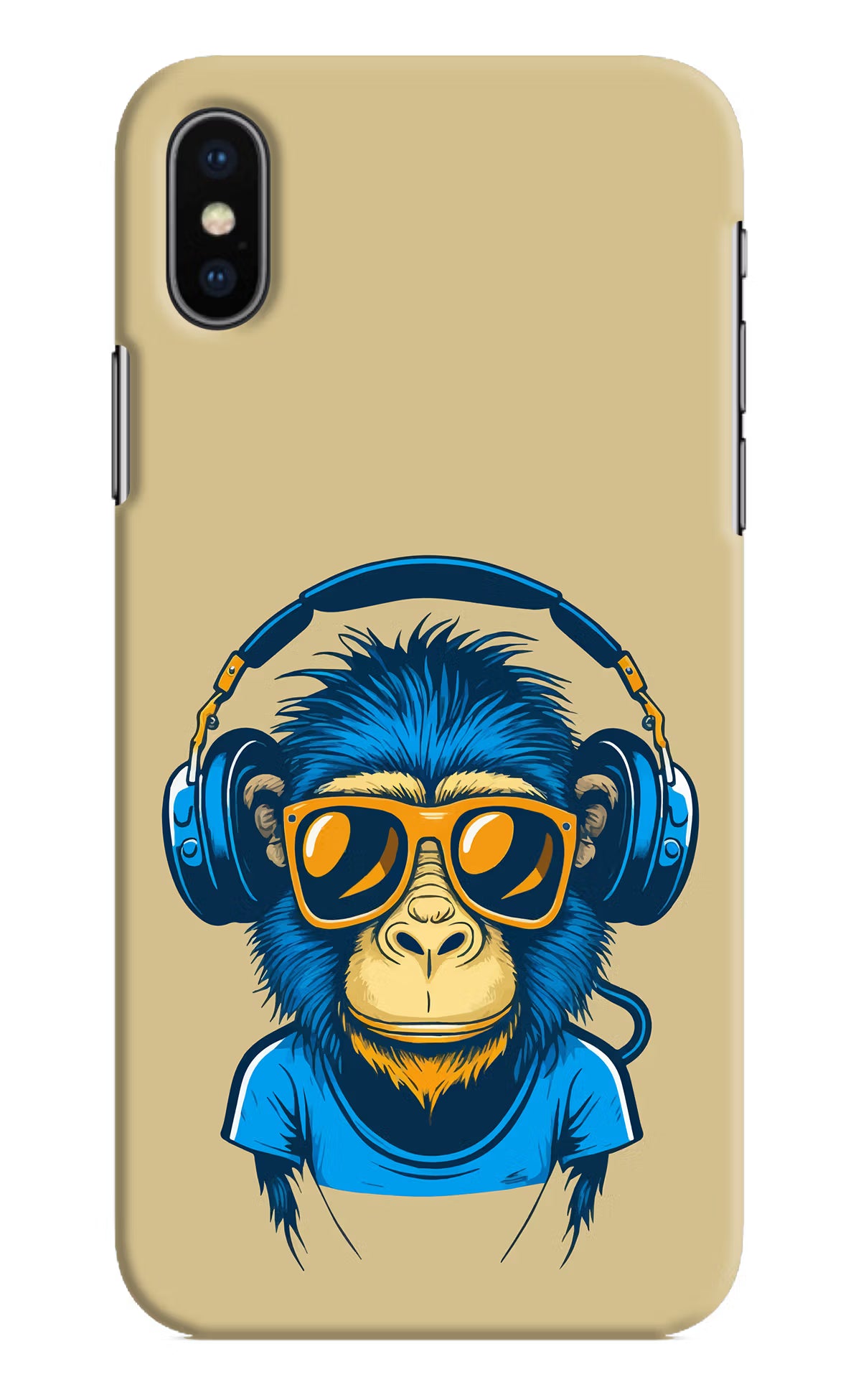 Monkey Headphone iPhone XS Hard Case Back Cover by Casekaro