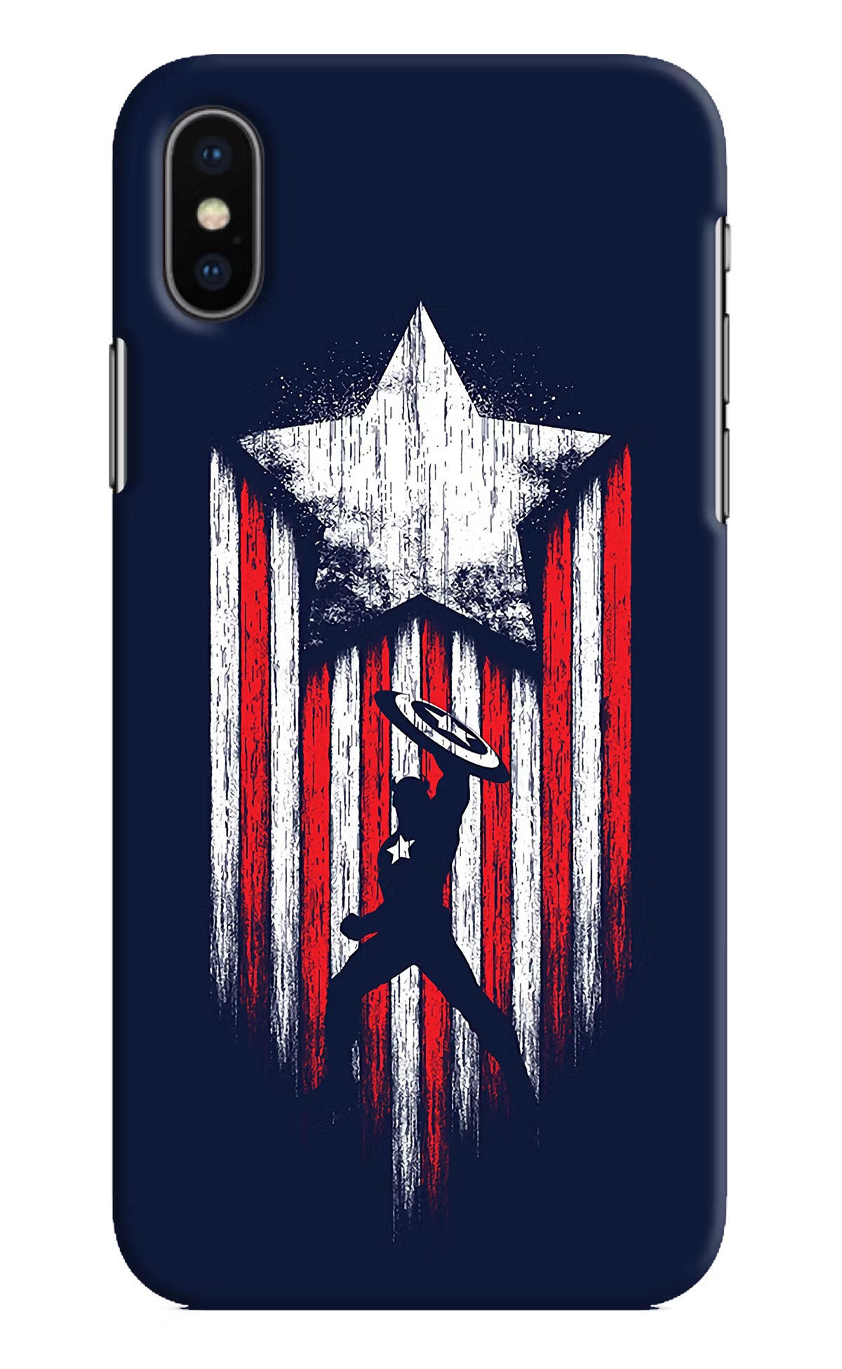 Captain America Marvel Art iPhone XS Hard Case Back Cover by Casekaro