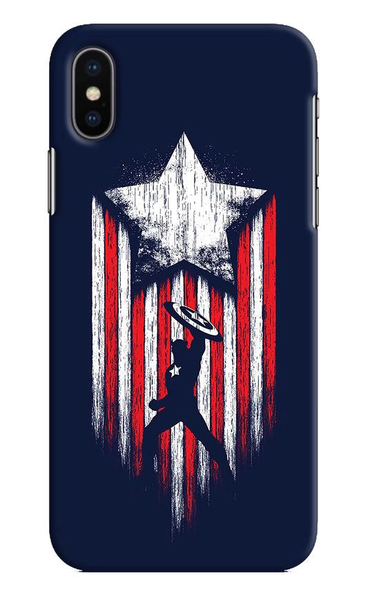 Captain America Marvel Art iPhone XS Hard Case Back Cover by Casekaro