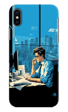 Focused Hustler (AI Generated) iPhone XS Hard Case Back Cover by Casekaro