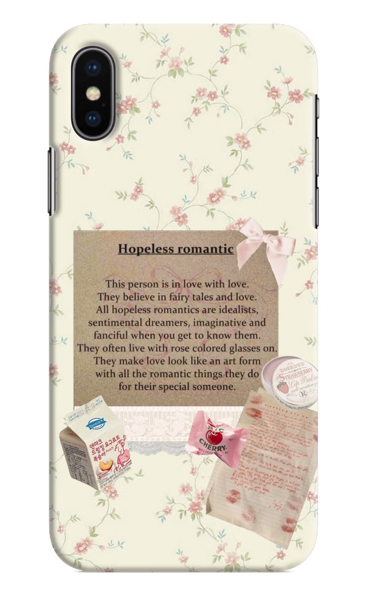 Hopeless Romantic iPhone XS Hard Case Back Cover by Casekaro