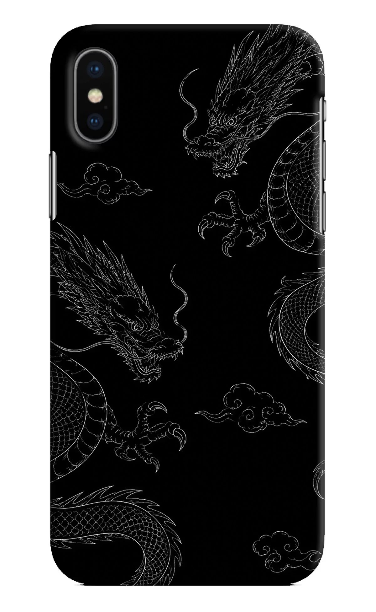 Twin Dragons iPhone XS Hard Case Back Cover by Casekaro