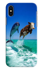 Dolphin vs Cow iPhone XS Hard Case Back Cover by Casekaro