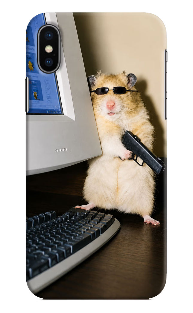 Hacker Hamster iPhone XS Hard Case Back Cover by Casekaro