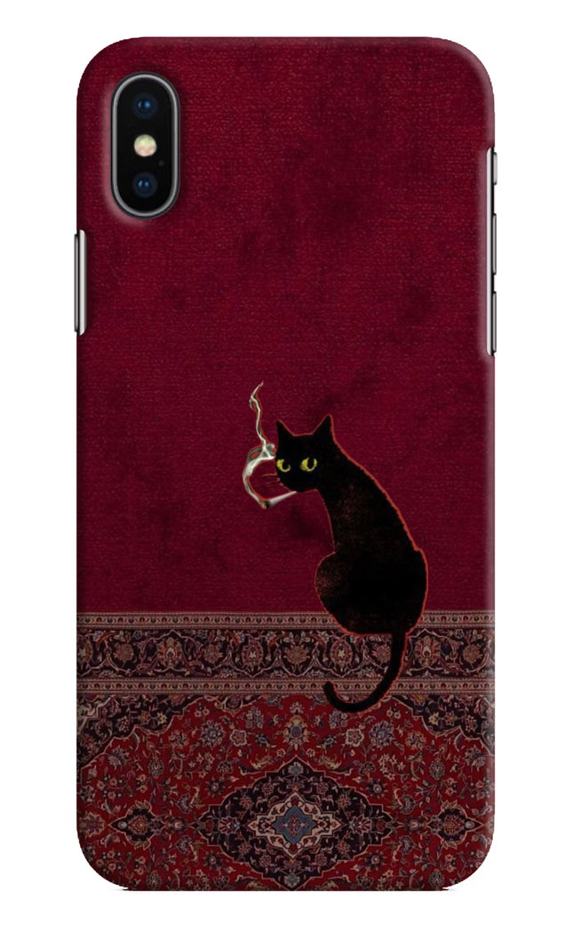 Midnight Cat iPhone XS Hard Case Back Cover by Casekaro