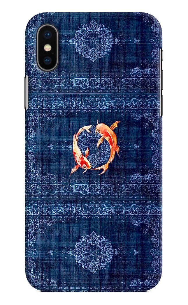 Koi Blue iPhone XS Hard Case Back Cover by Casekaro