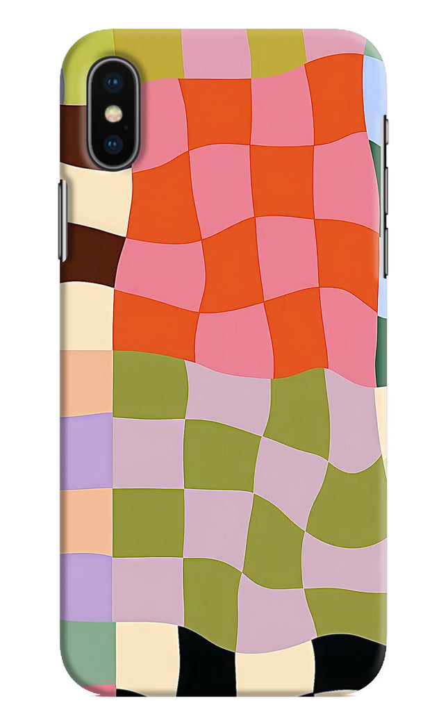 Wavy Grid iPhone XS Hard Case Back Cover by Casekaro