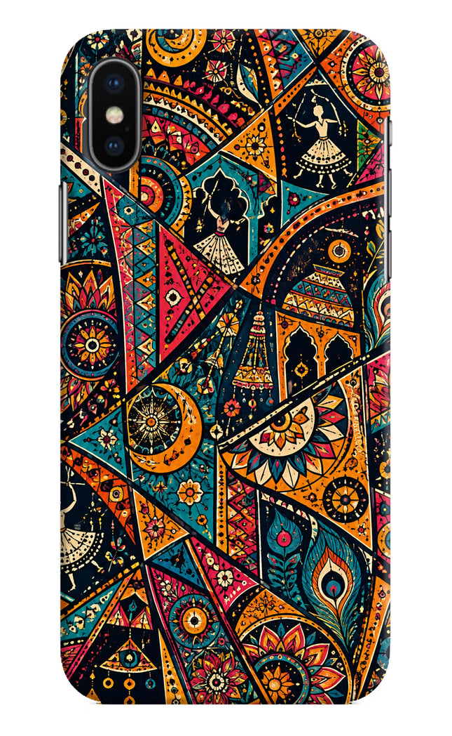 Folk Print iPhone XS Hard Case Back Cover by Casekaro