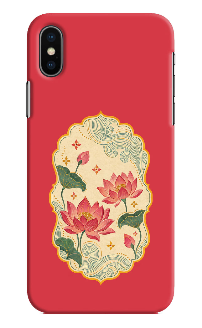 Pink Lotus iPhone XS Hard Case Back Cover by Casekaro