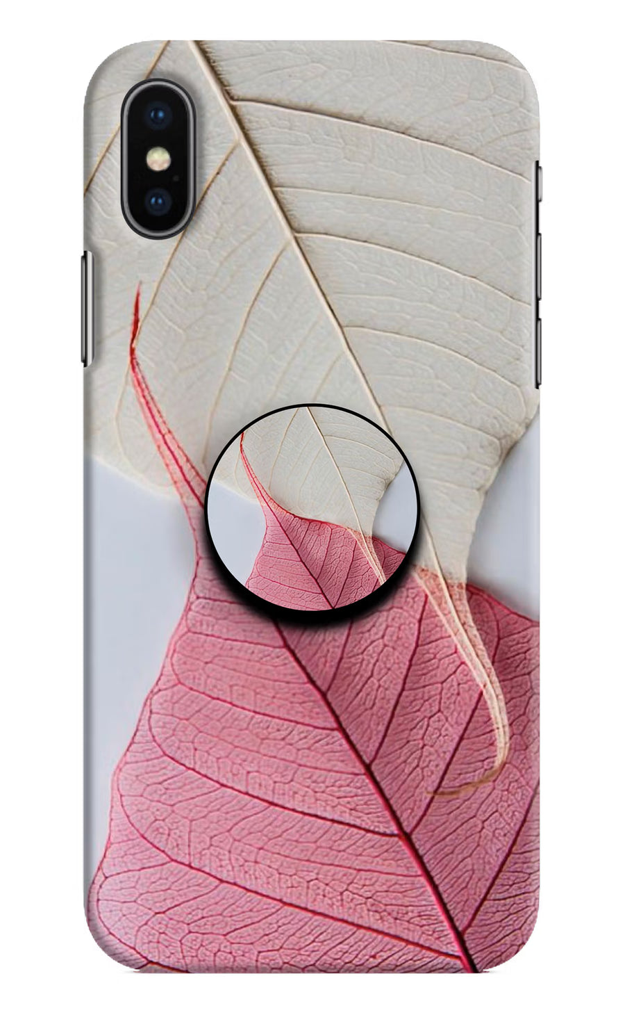 White Pink Leaf iPhone XS Pop Case, Hard case