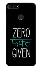 Zero Fucks Given Honor 7A Hard Case Back Cover by Casekaro