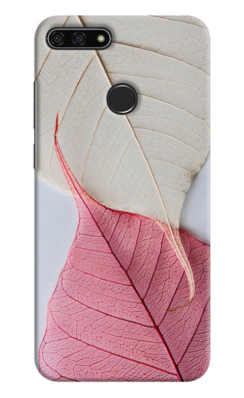 White Pink Leaf Honor 7A Back Cover