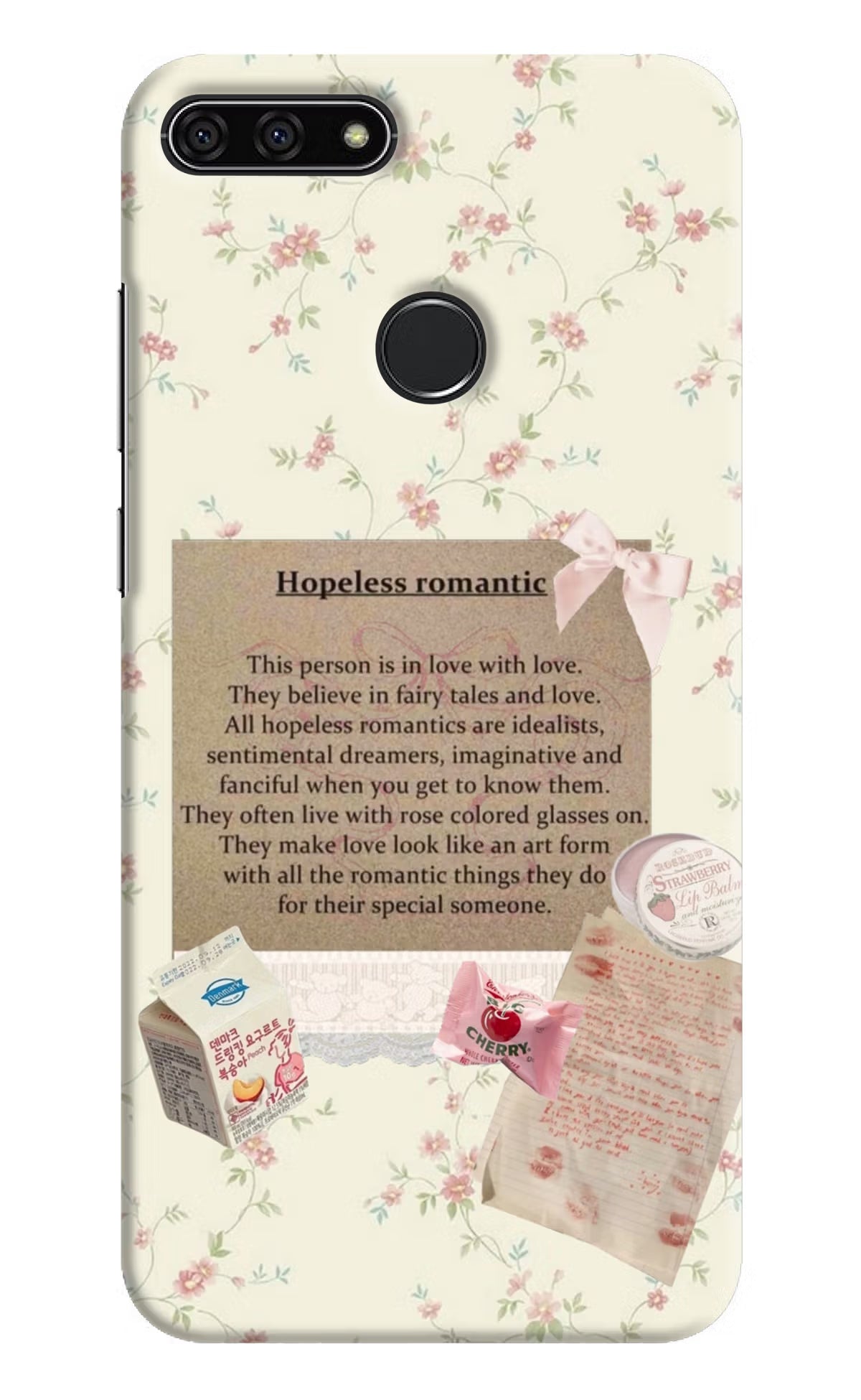 Hopeless Romantic Honor 7A Hard Case Back Cover by Casekaro