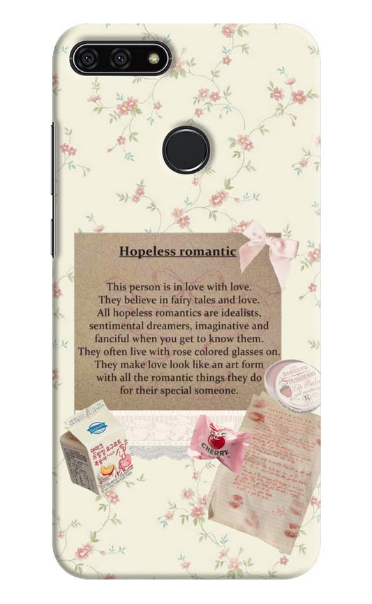 Hopeless Romantic Honor 7A Hard Case Back Cover by Casekaro