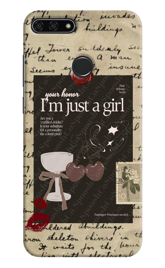 I am just a girl Honor 7A Hard Case Back Cover by Casekaro
