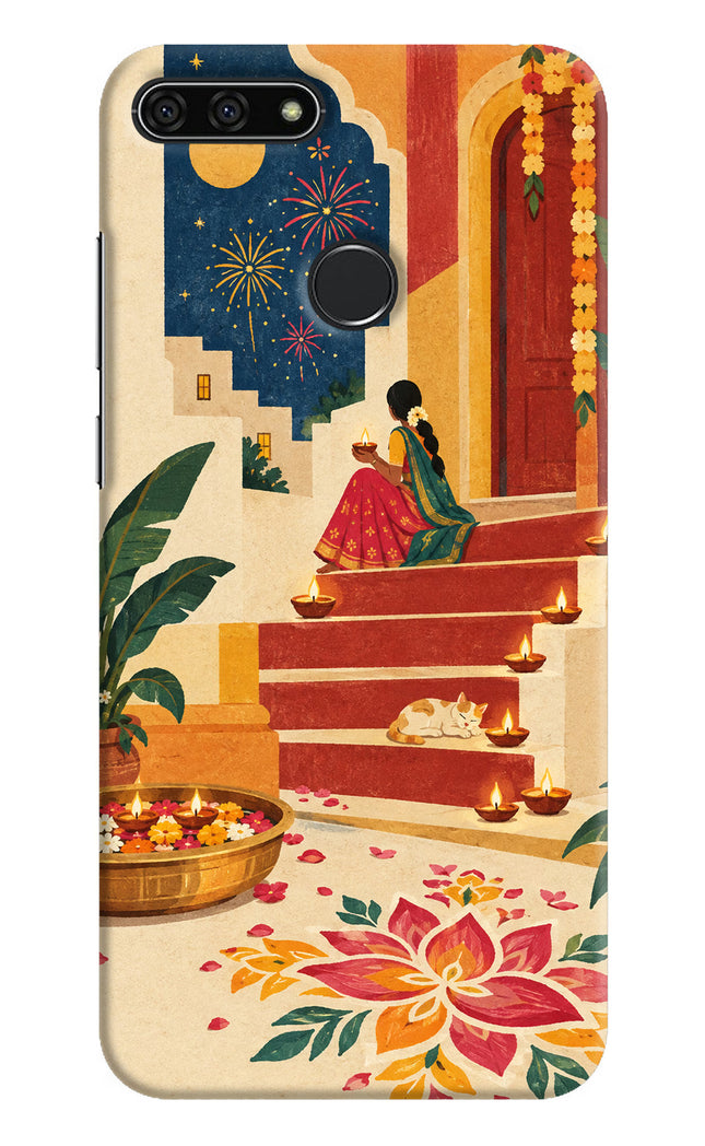 Diwali Rangoli Honor 7A Hard Case Back Cover by Casekaro
