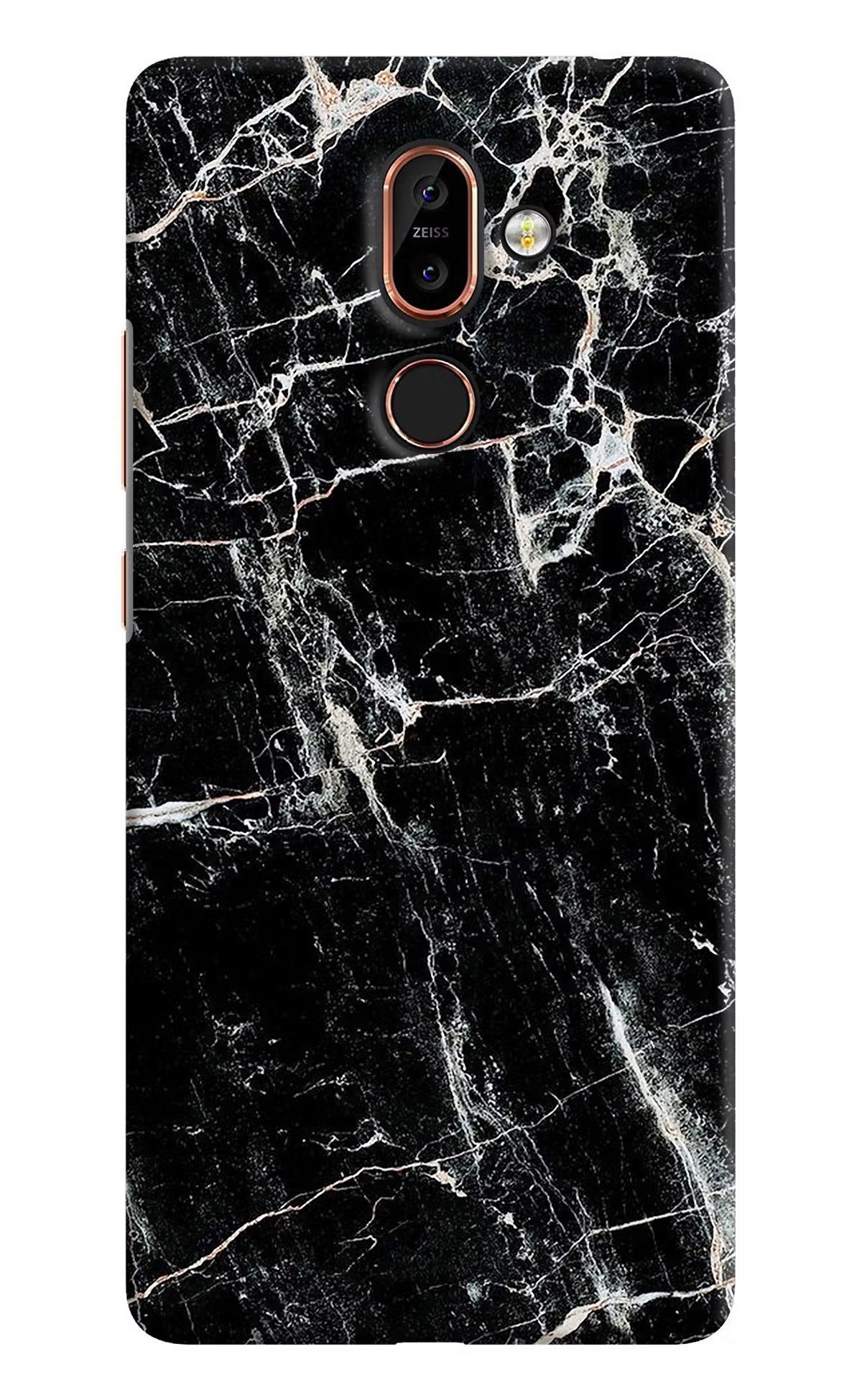 Black Marble Texture Nokia 7 Plus Hard Case Back Cover by Casekaro