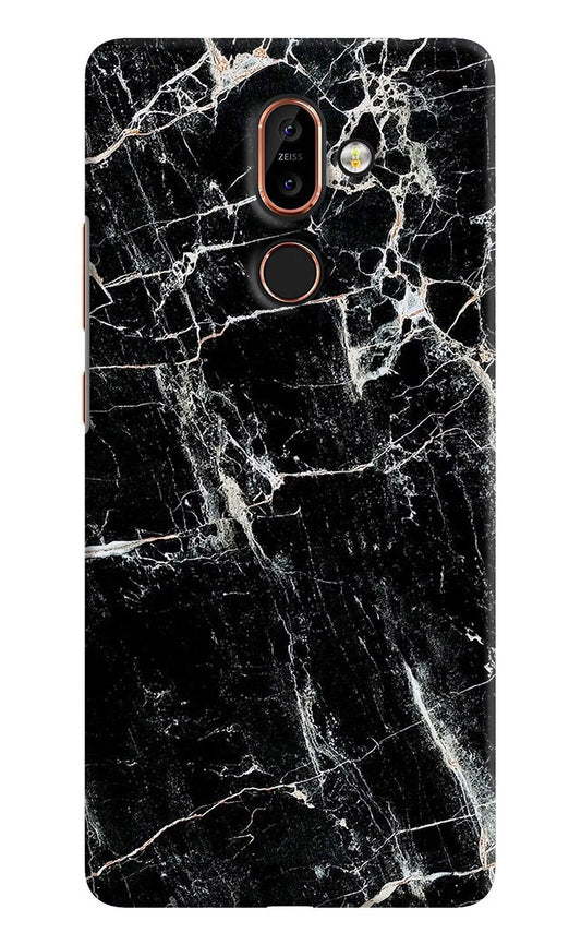 Black Marble Texture Nokia 7 Plus Hard Case Back Cover by Casekaro
