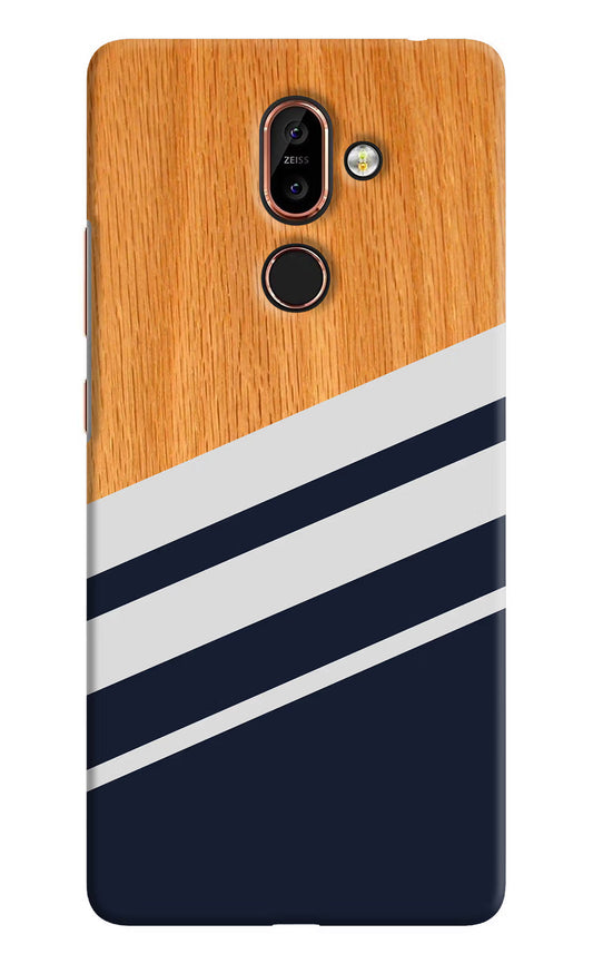 Blue and white wooden Nokia 7 Plus Hard Case Back Cover by Casekaro