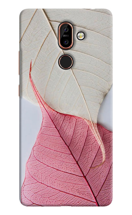 White Pink Leaf Nokia 7 Plus Hard Case Back Cover by Casekaro