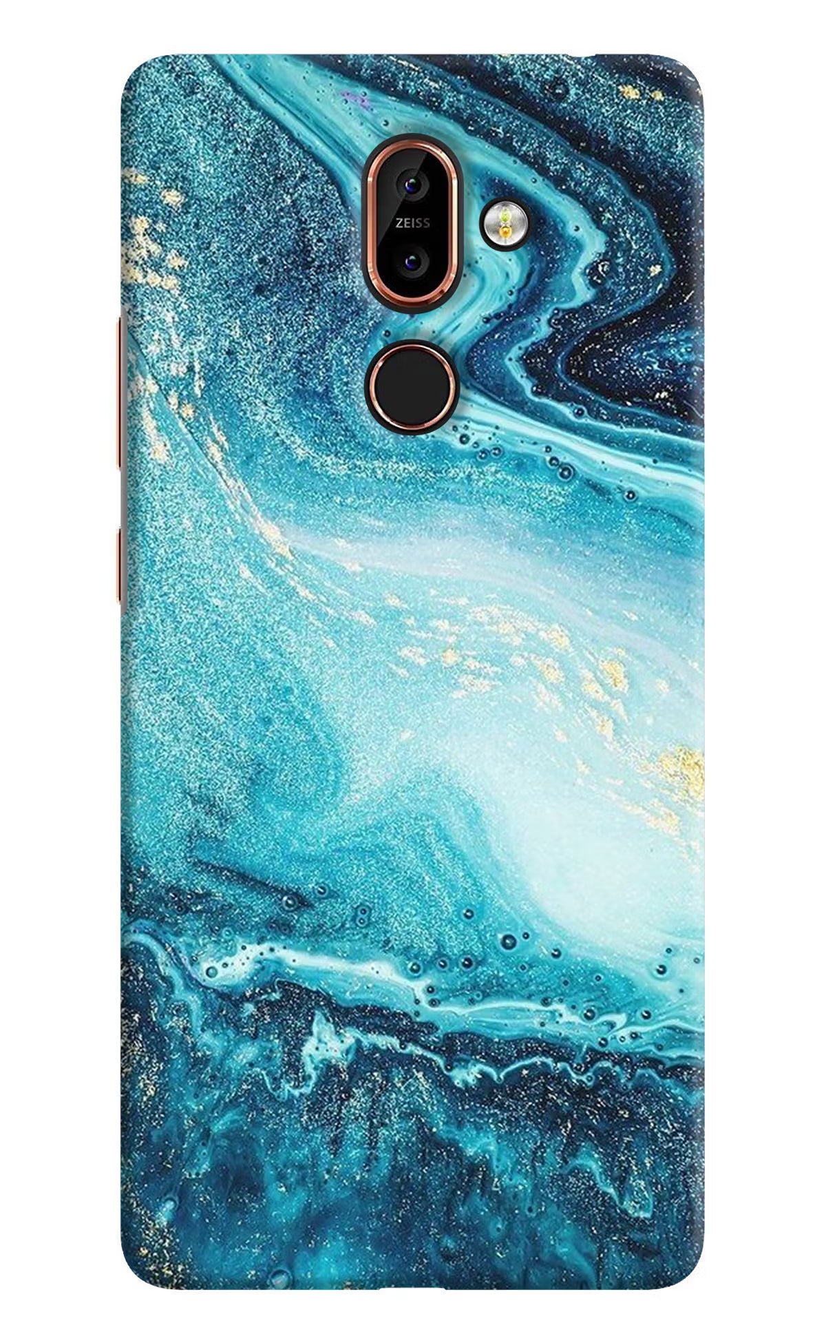 Blue Glitter Marble Nokia 7 Plus Hard Case Back Cover by Casekaro