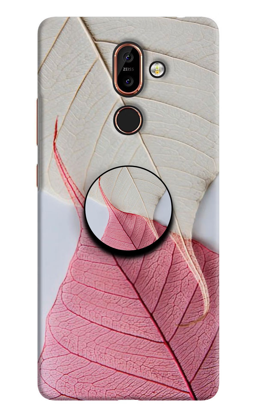 White Pink Leaf Nokia 7 Plus Pop Case, Hard case
