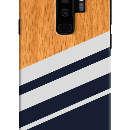 Blue and white wooden Samsung S9 Plus Hard Case Back Cover by Casekaro