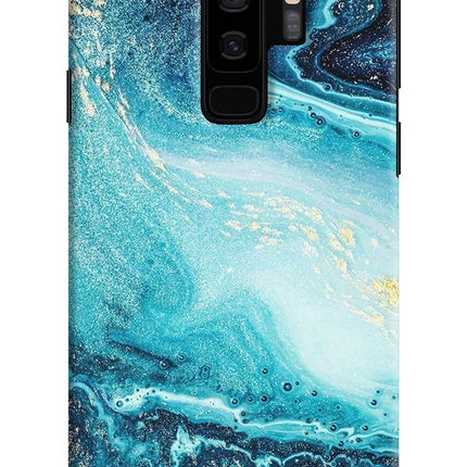 Blue Glitter Marble Samsung S9 Plus Hard Case Back Cover by Casekaro