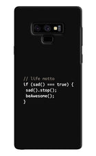 Life Motto Code Samsung Note 9 Hard Case Back Cover by Casekaro