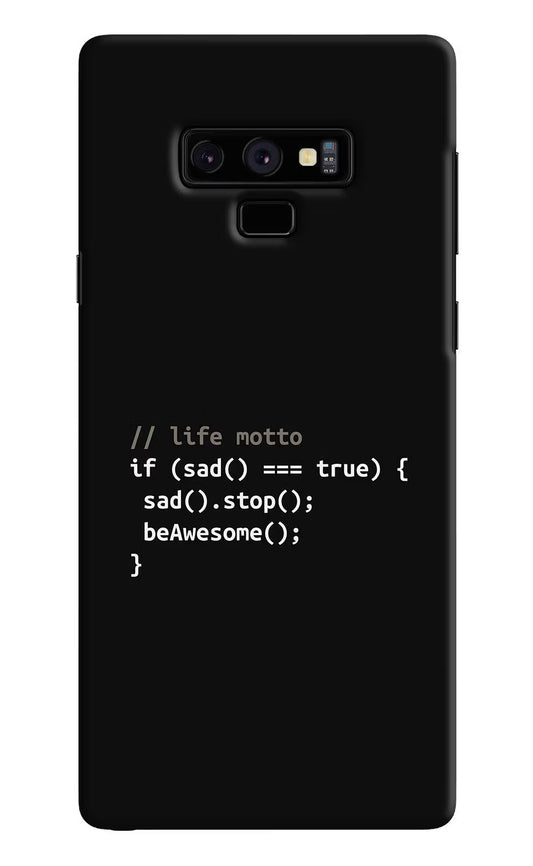 Life Motto Code Samsung Note 9 Hard Case Back Cover by Casekaro