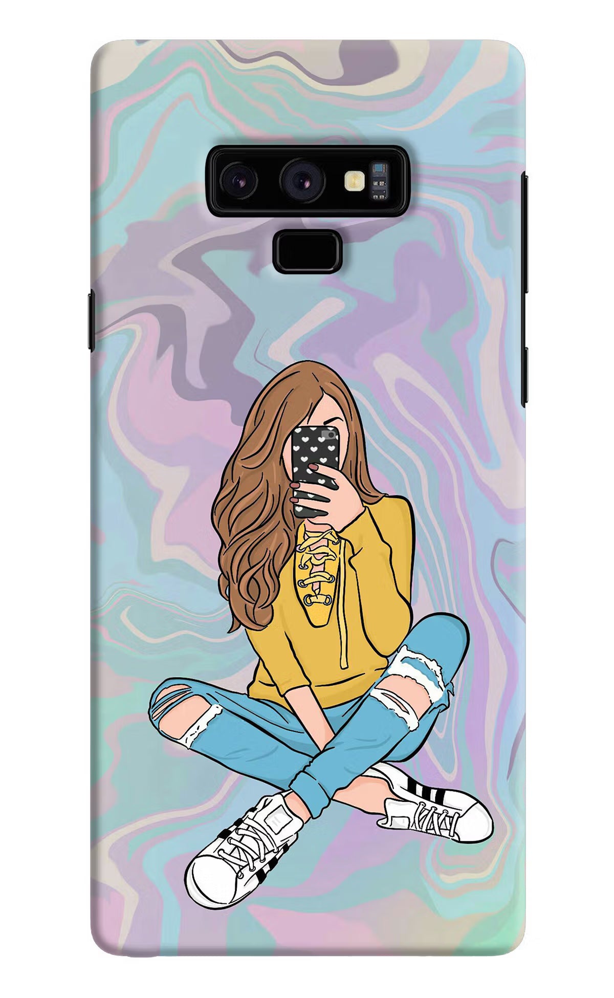 Selfie Girl Samsung Note 9 Hard Case Back Cover by Casekaro