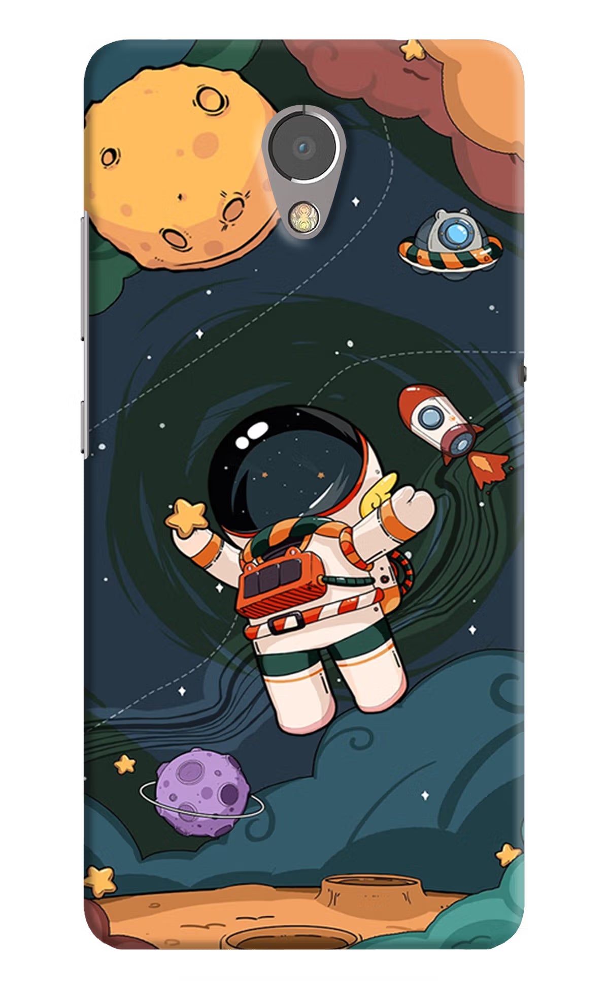 Cartoon Astronaut Lenovo P2 Hard Case Back Cover by Casekaro