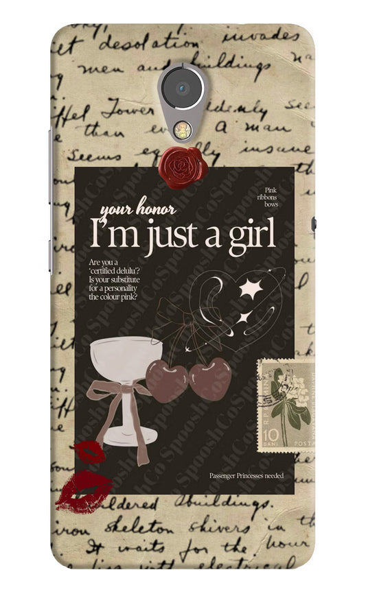 I am just a girl Lenovo P2 Hard Case Back Cover by Casekaro