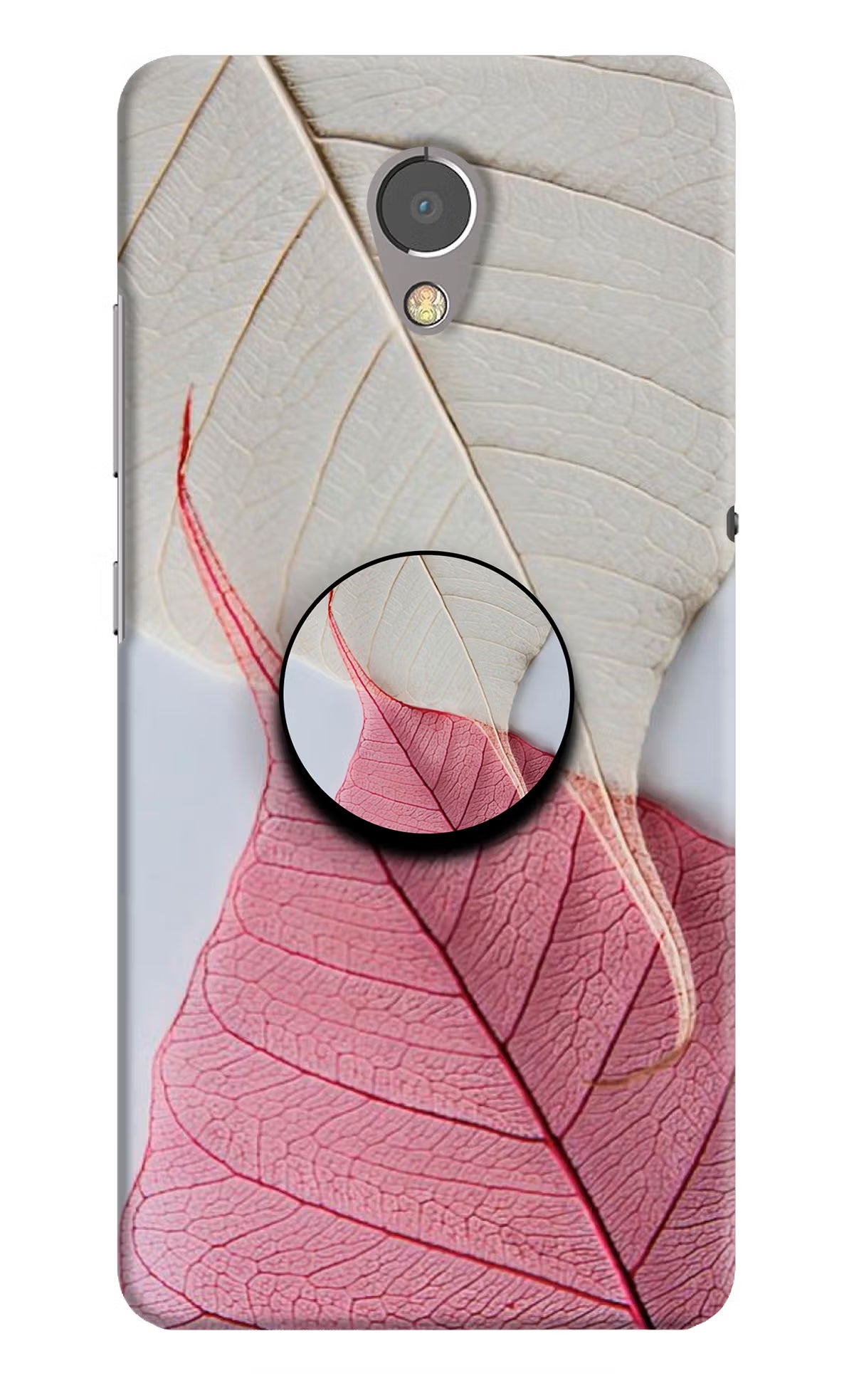 White Pink Leaf Lenovo P2 Pop Case by Casekaro