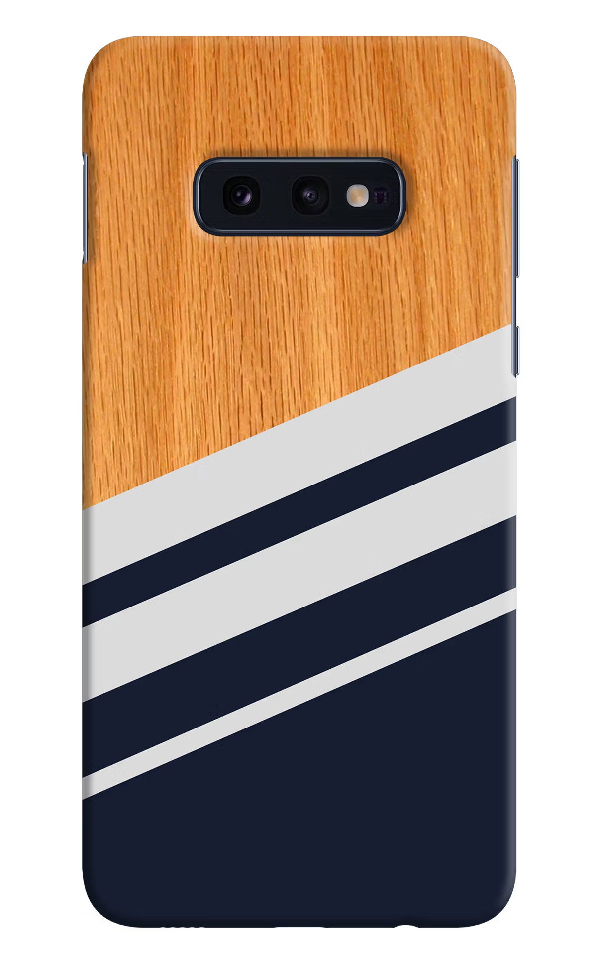 Blue and white wooden Samsung S10E Hard Case Back Cover by Casekaro