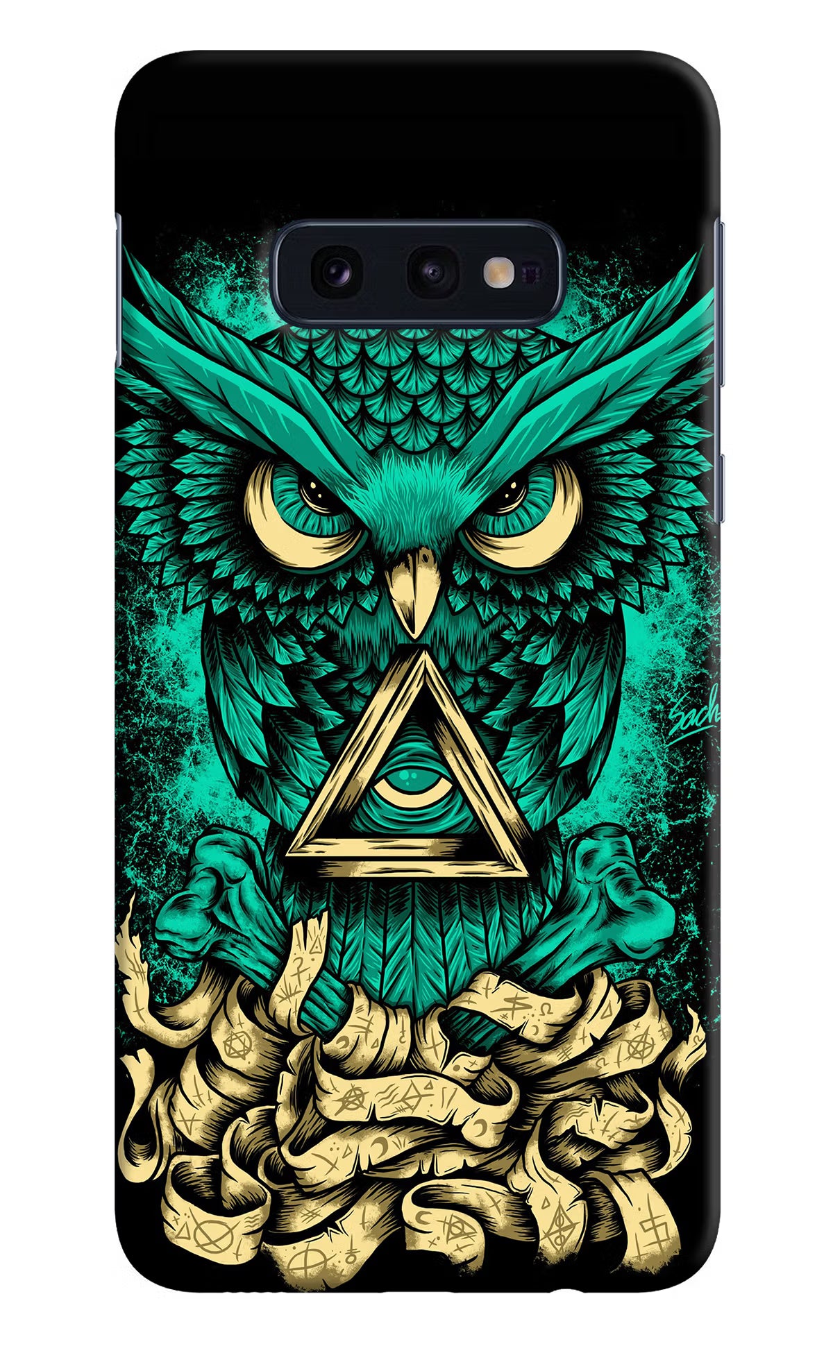 Green Owl Samsung S10E Hard Case Back Cover by Casekaro