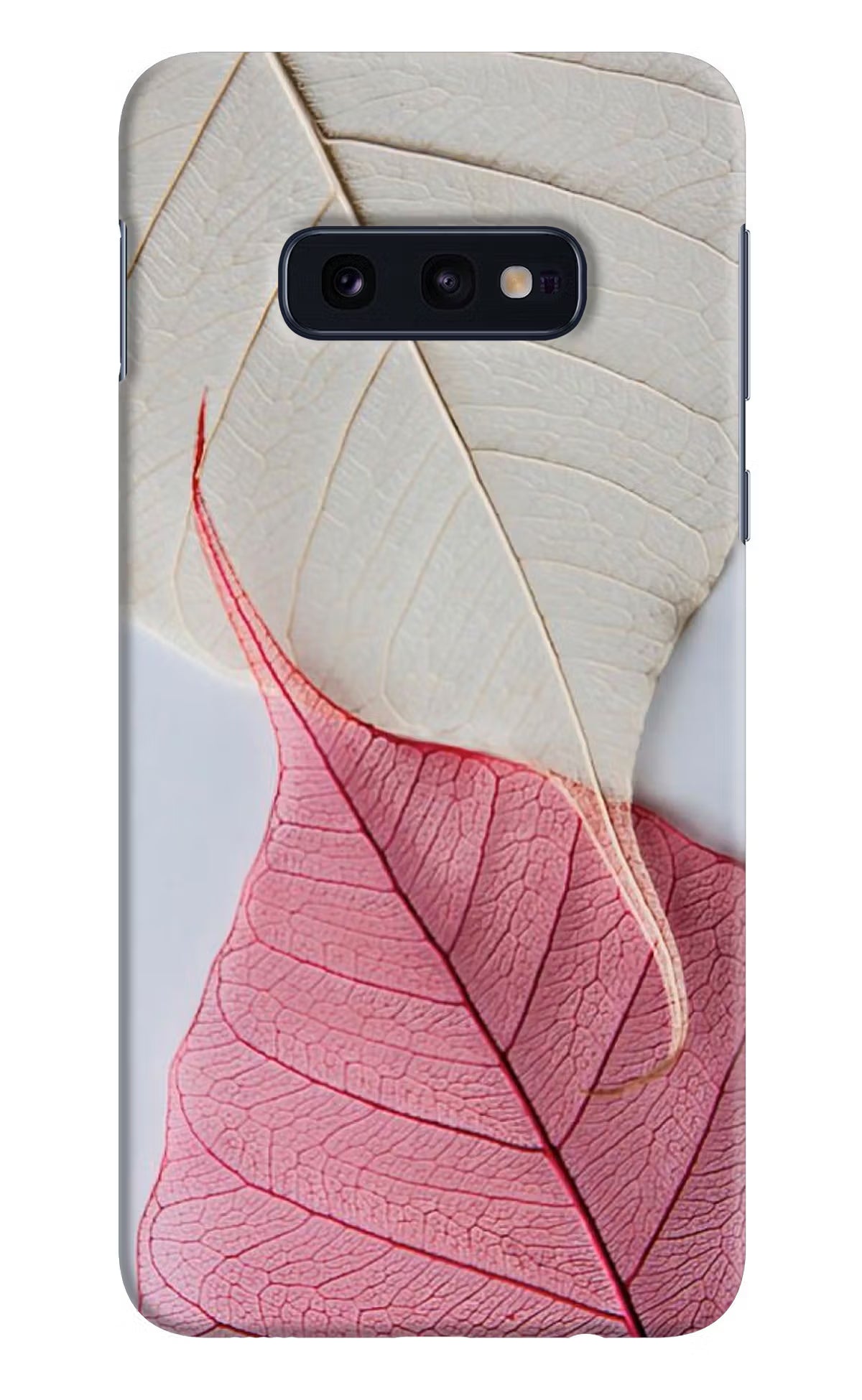 White Pink Leaf Samsung S10E Hard Case Back Cover by Casekaro