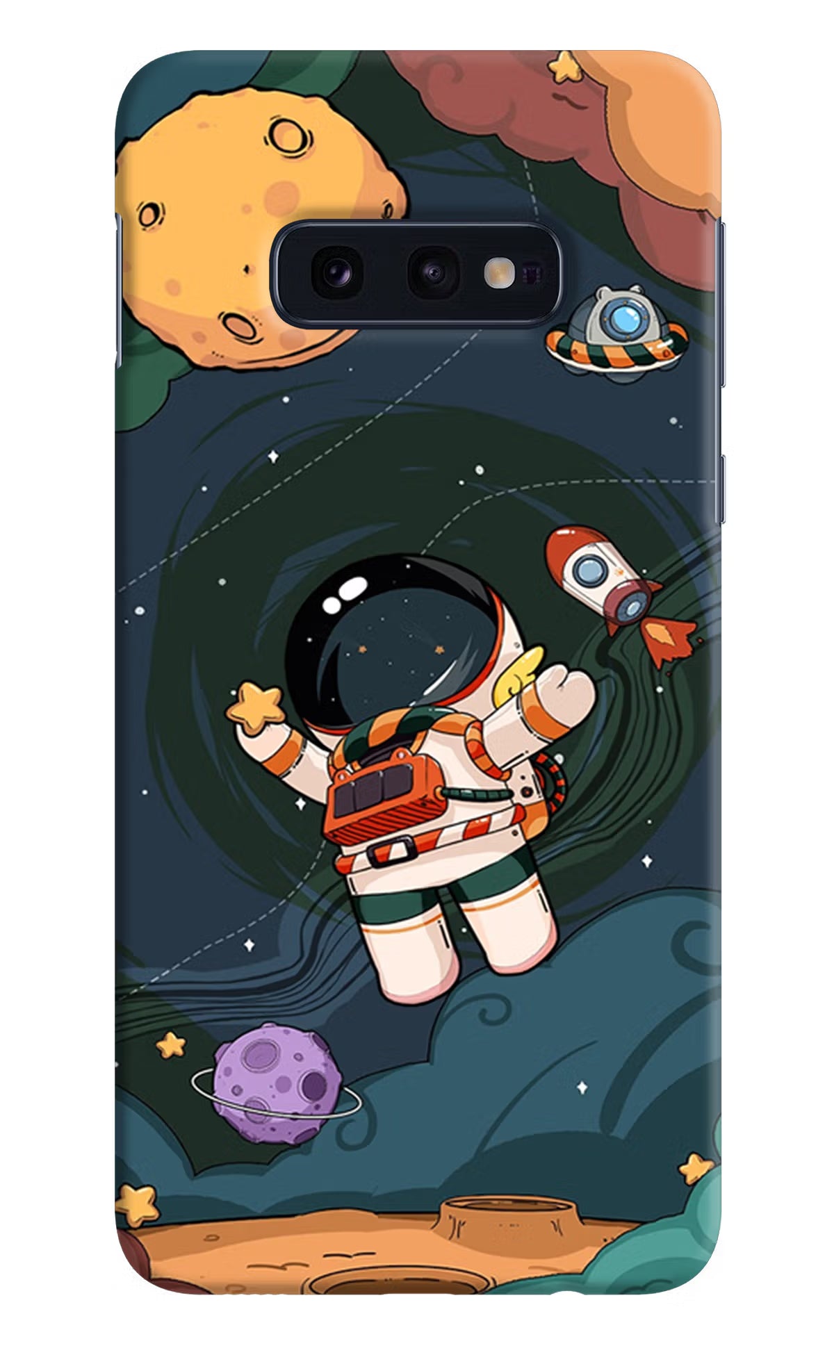 Cartoon Astronaut Samsung S10E Hard Case Back Cover by Casekaro